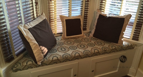 Custom Sewn Trapezoid Bay Window Seat Cushion With Cording Etsy