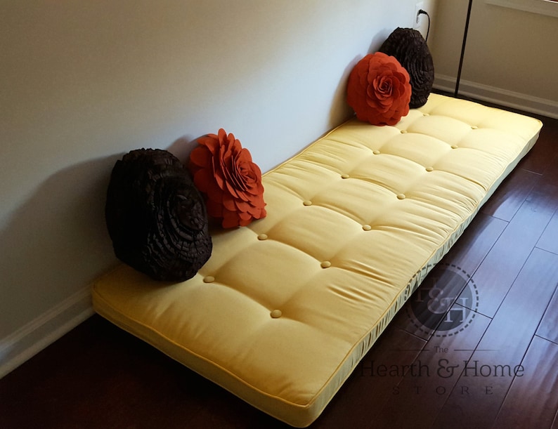 Custom Button Tufted Window Seat Cushion With Cording Bench Etsy