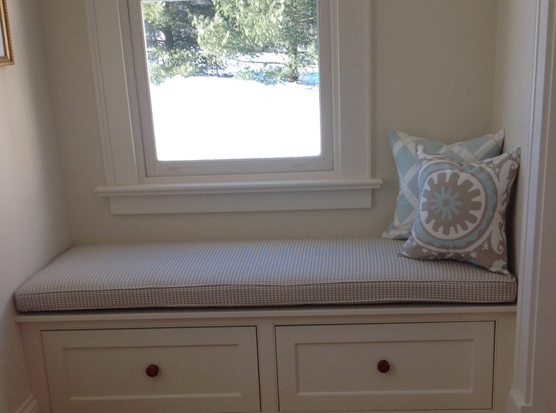 Custom Sewn Window Seat Cushion with Cording Playroom, Nursery, Bench Seat , Chair Pad image 1