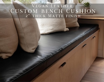 Custom Vegan Leather Dining Bench Cushion 2 Inch Thick Matte Finish Built-In Seating for Home and Restaurant Use