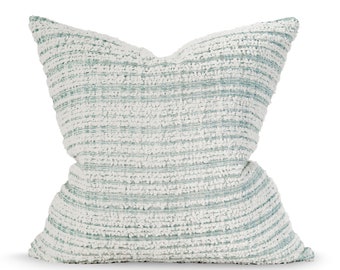 Tammy Seafoam Chenille Stripe Pillow Cover,  Robins Egg Chenille  Pillow Cover,  Spring Throw Pillow Cover