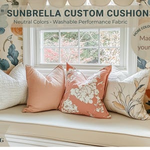 Custom 3&quot; Sunbrella Bench Cushion – Neutral Colors, Washable Performance Fabric – Indoor Window Seat, Mudroom & Book Nook Seating