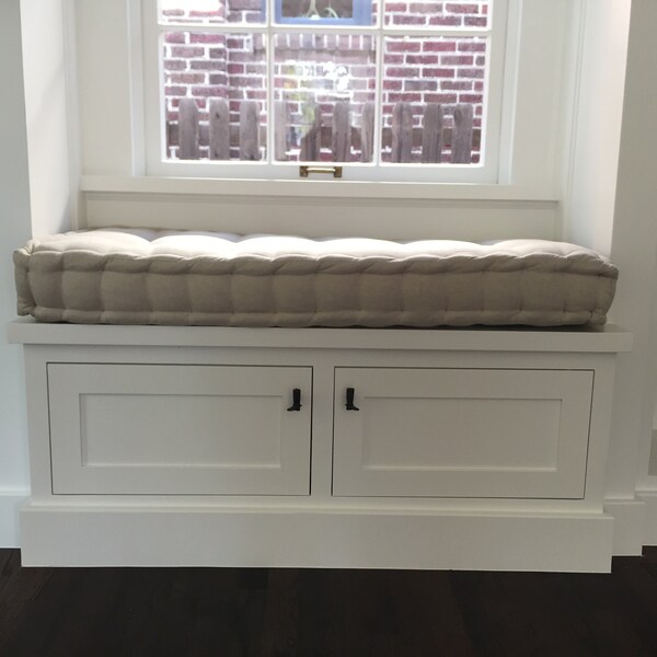 Custom Sewn Hand Tufted Window Seat Cushion French Mattress Tufting , Floor Cushion, Bench Seat , Chair Pad, Farmhouse Cushion