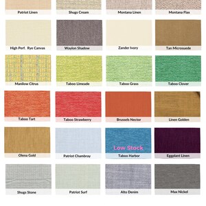 a collection of various textiles and fabrics, including those with different colors, patterns, and textures. The textiles are arranged in a grid format, with each one labeled with a name or description. The image does not contain any text that is less than 500 characters, and it does not describe each item individually. The focus is on the overall composition and arrangement of the textiles, rather than providing specific details about each item.