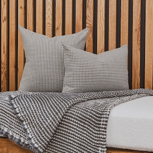 Charcoal Waffle Throw Blanket Soft Cotton Textured Sofa Blanket Neutral Bedding Cozy Couch Accent Perfect for Fall Winter and Holiday Decor