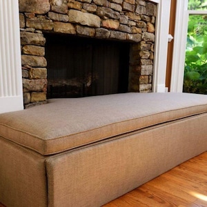 48&quot; to 60&quot; Long Custom HearthSoft Cushion for Fireplace  up 20.75&quot; deep  Hearth Seat  Fireplace Cushion Hearth Cushion FREE SHIPPING