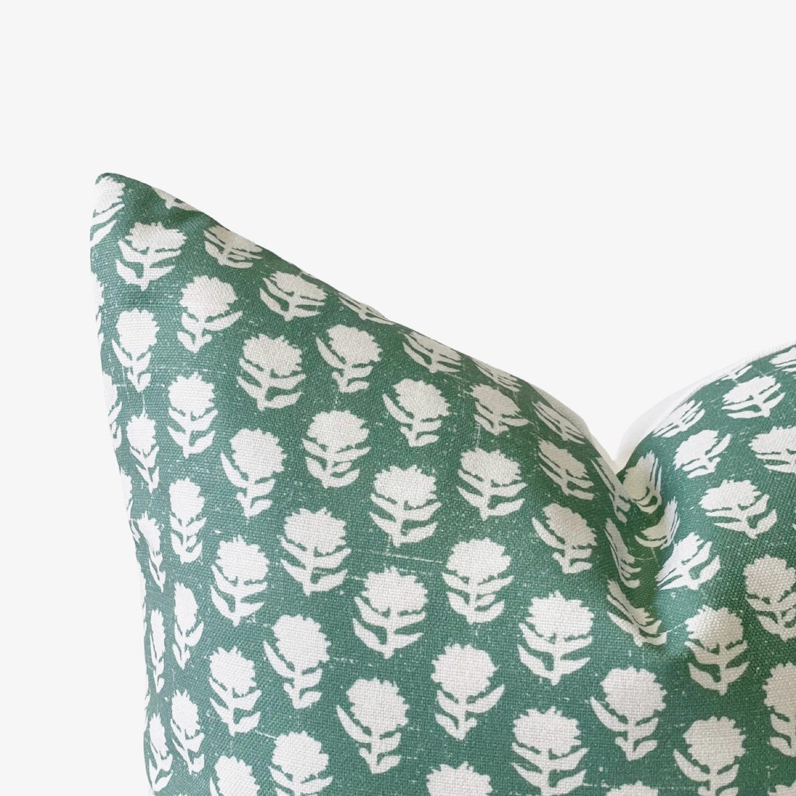 Green Floral Pillow Cover Farmhouse Accent Pillow Green and Etsy