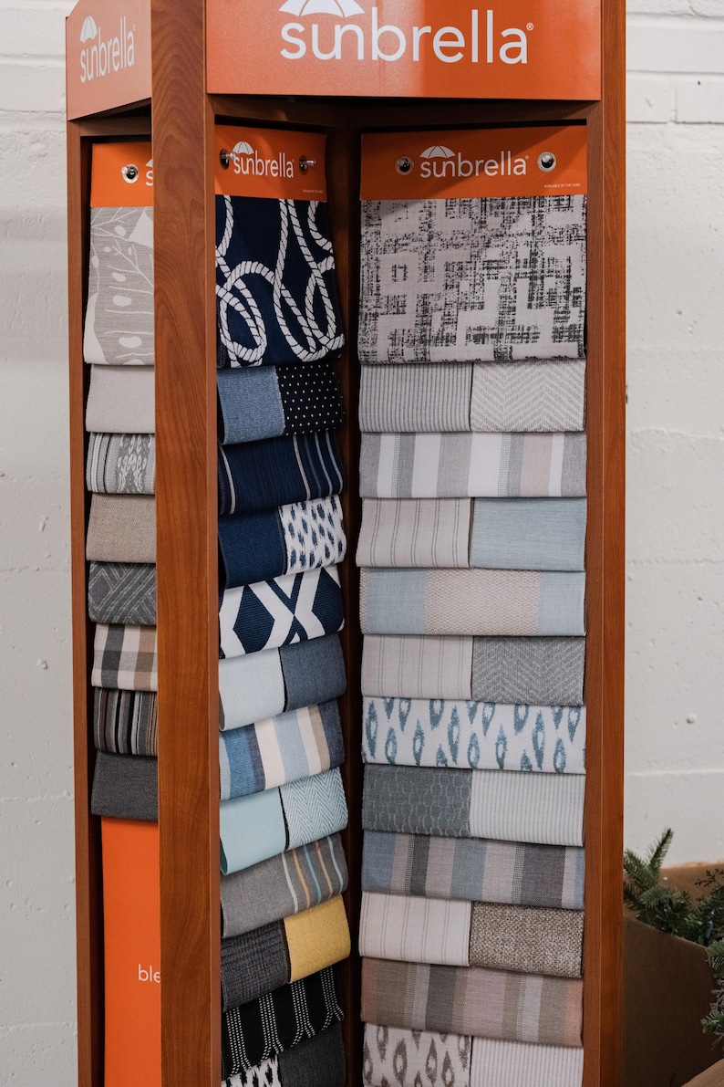 Sunbrella Fabric swatches for creating unique and comfortable custom cushion designs.