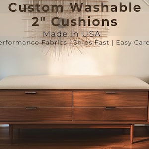 Custom Entryway 2 Inch Bench Cushion Washable Performance Fabric Made in USA