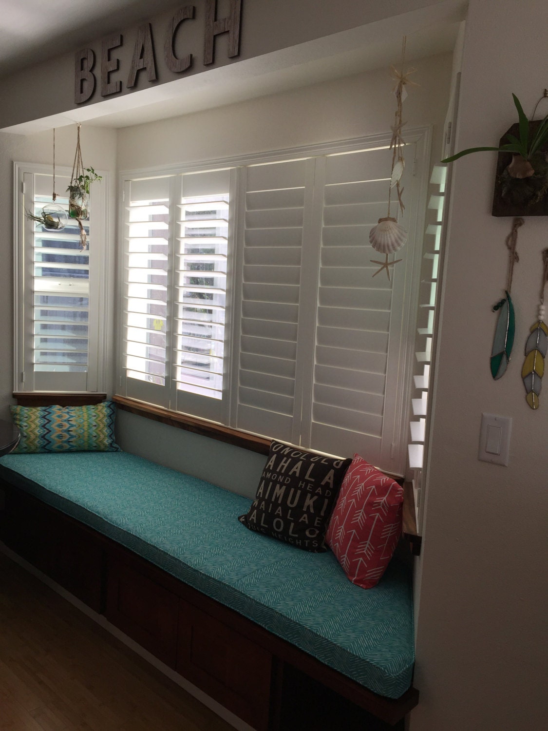 Custom Sewn Trapezoid Bay Window Seat Cushion with Cording Playroom, Nursery, Bench Seat , Chair Pad