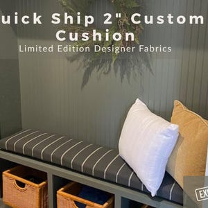 2" Quick Ship Custom Bench Cushion Cover Limited Edition Designer Fabric Indoor Seat Pad Mudroom Window Seat Cover Handmade USA
