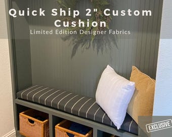 2" Quick Ship Custom Bench Cushion Cover Limited Edition Designer Fabric Indoor Seat Pad Mudroom Window Seat Cover Handmade USA