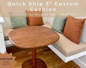 Quick Ship 3 Inch Custom Bench Cushion Window Seat Cushion Banquette Seat Pad Made to Order Indoor Bench Cushion with Zipper Cover