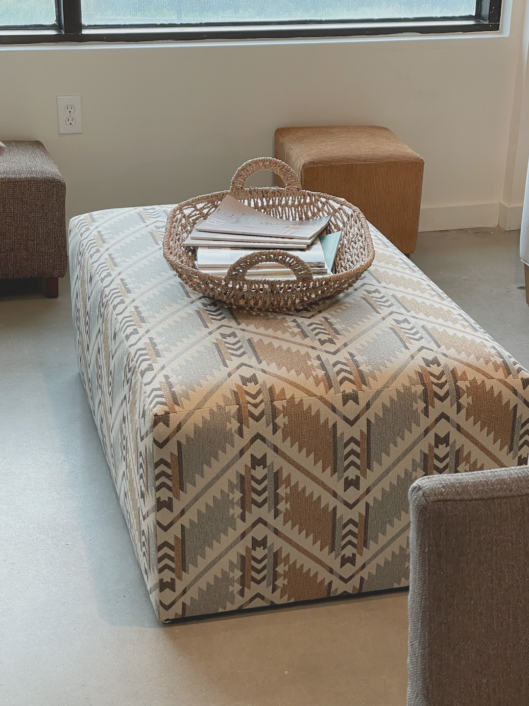 Upholstered Ottoman Coffee Table, Slipcover Ottoman Bench, Bench