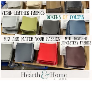 Preview of Vegan Leather Faux Leather fabric samples before ordering a custom 2-inch or 3-inch cushion for your home