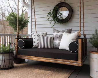 Twin Outdoor Cushion Bundle Set with Poly Back Boxed Pillows and Side Poly fill Bolster Pillow Twin Daybed Swing Sunbrella Custom Cushion