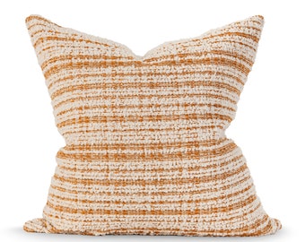 Tammy Creamsicle Chenille Stripe Pillow Cover,  Orange Chenille  Pillow Cover,  Spring Throw Pillow Cover