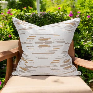 Sunbrella Exclusive Step Sand   Indoor/Outdoor Patio Throw Pillow Cover