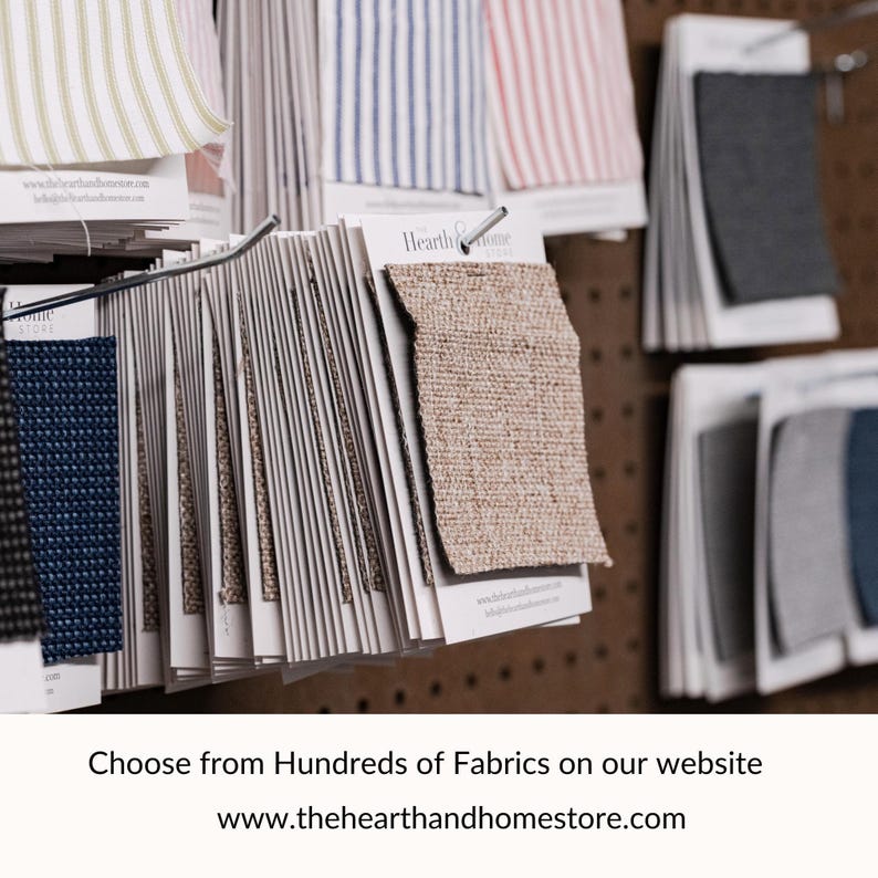 Designer fabric swatch for custom cushion projects, featuring neutral and vibrant patterns for home decor