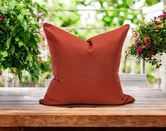 Custom Indoor Outdoor Sunbrella  Brick Orange Solid Decorative Throw Pillow Cover Vespar Brick Sunbrella Cushion Cover for Outdoor Patio