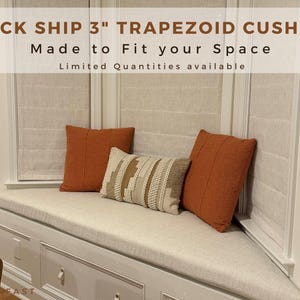3 inch Custom Trapezoid Bench Cushion Quick Ship Cushion for Bay Window Nook Mudrooms Kitchen Banquette Limited Fabric Custom Made to Order