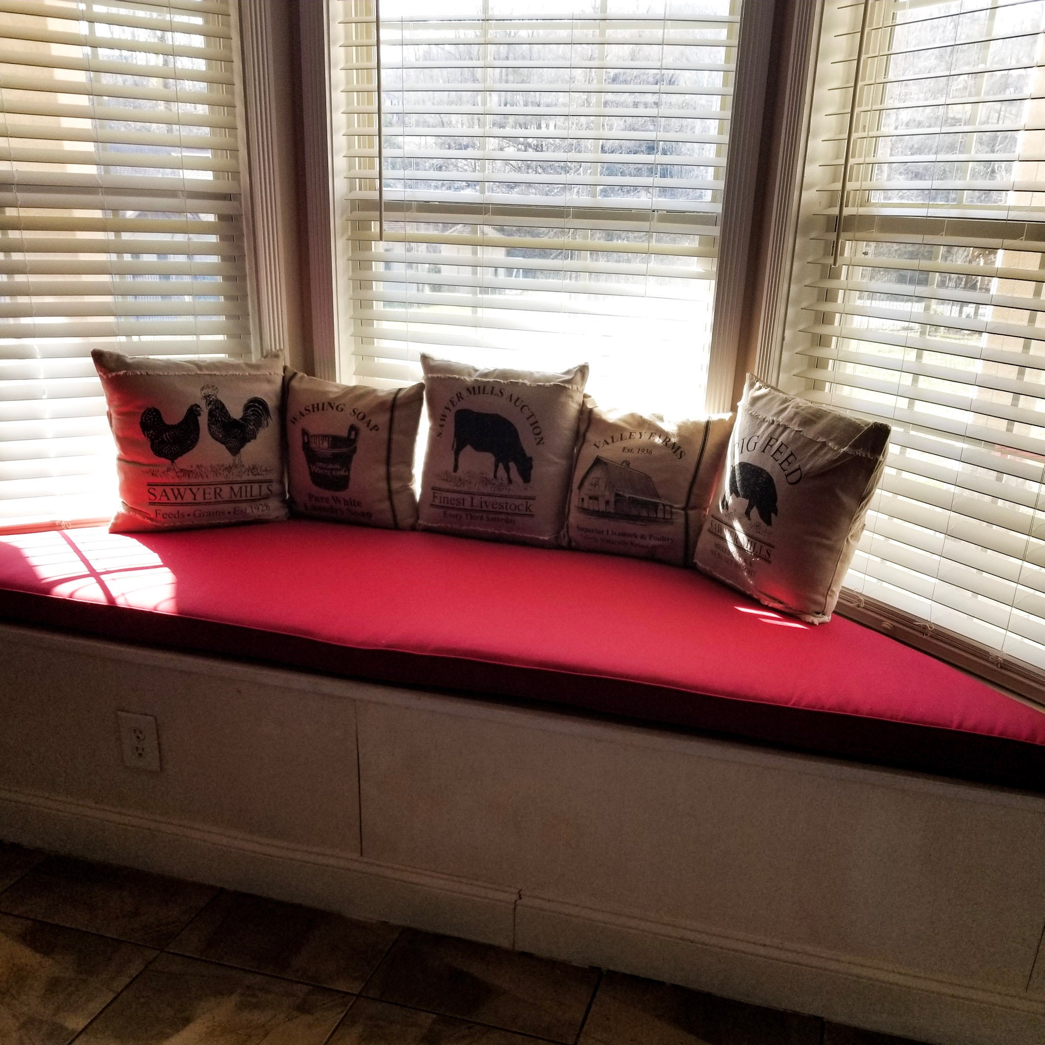 Custom Bay Window Seat Cushion Trapezoid Cushion With Cording