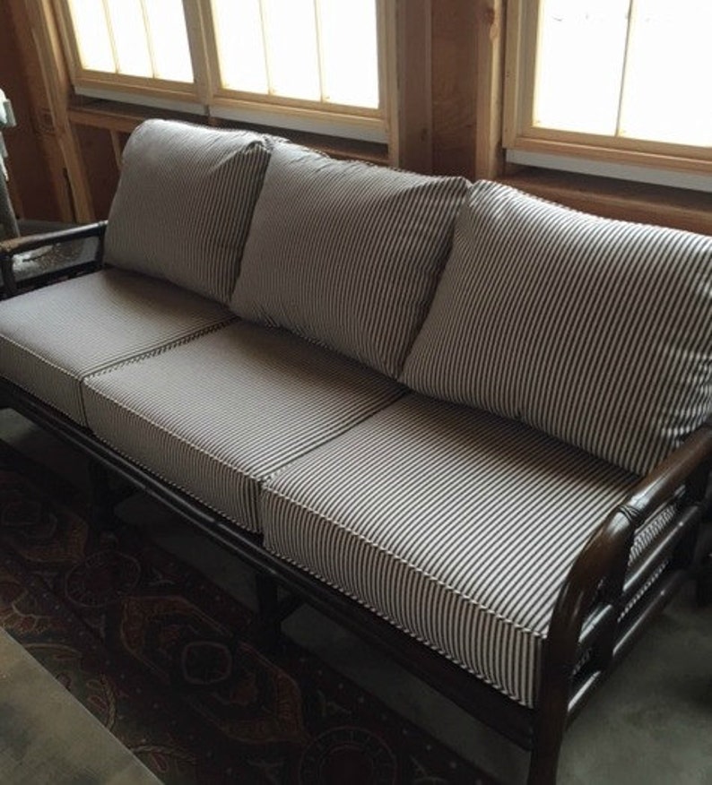 Housses de coussin en osier personnalisées pour chaise Coussins de siège d'extérieur avec cordons avec Sunbrella Salle de jeux, chambre d'enfant, banc, banquette image 2