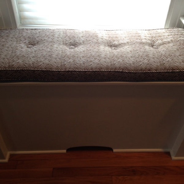 Custom Button tufted  Window Seat Cushion  with Cording - You Choose the Fabric