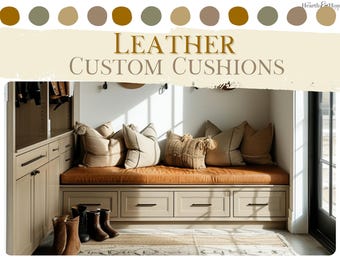 2&quot; Vegan Leather Custom Bench Cushion Faux Leather Headboard Custom Banquette Dining  Seat chair Pads Durable Kid friendly Window Seat