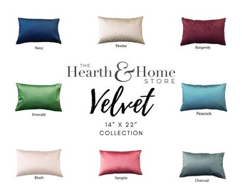 Luxury Velvet Throw Pillow covers - Holiday Velvet Pillow Cover 14" x 22", Designer Velvet Accent Pillow Cover, Velvet Lumbar Pillow