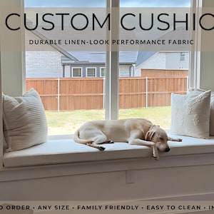 2&quot; Custom Window Seat Cushion  Bay Window Cushion in Performance Fabric Contemporary Knife Edge Bench Cushion Made to Order
