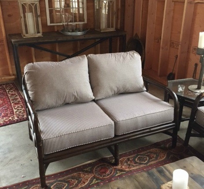 Housses de coussin en osier personnalisées pour chaise Coussins de siège d'extérieur avec cordons avec Sunbrella Salle de jeux, chambre d'enfant, banc, banquette image 3