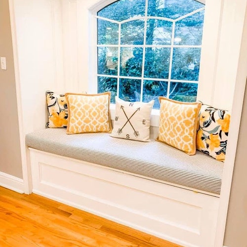 Custom Sewn Trapezoid Bay Window Seat Cushion With Cording Etsy