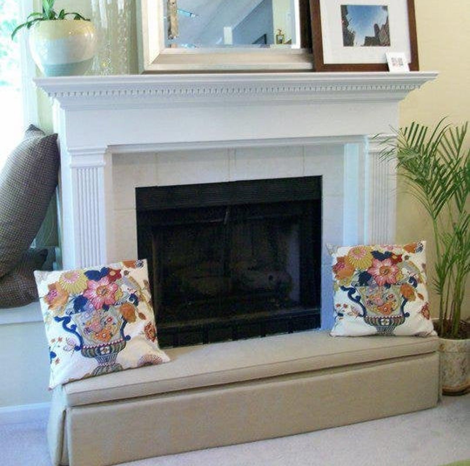85" to 96" Long Custom Hearthsoft Cushion for Fireplace up 20.75" Deep