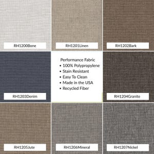 Neutral Linen look performance washable  fabric swatches in neutrals and textures for custom bench cushions.