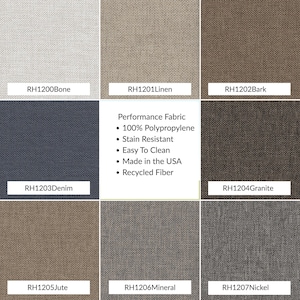 Neutral Linen look performance washable  fabric swatches in neutrals and textures for custom bench cushions.