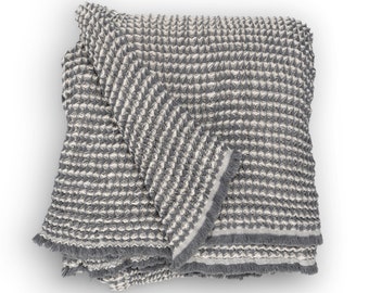 Eco Waffle Ansely Charcoal Cotton Recycled Comfort Throw Blanket 60" x 70"