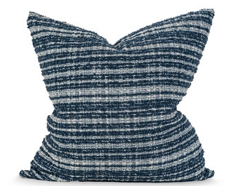 Tammy Shore Blue  Chenille Stripe Pillow Cover,  Navy Chenille  Pillow Cover,  Spring Throw Pillow Cover