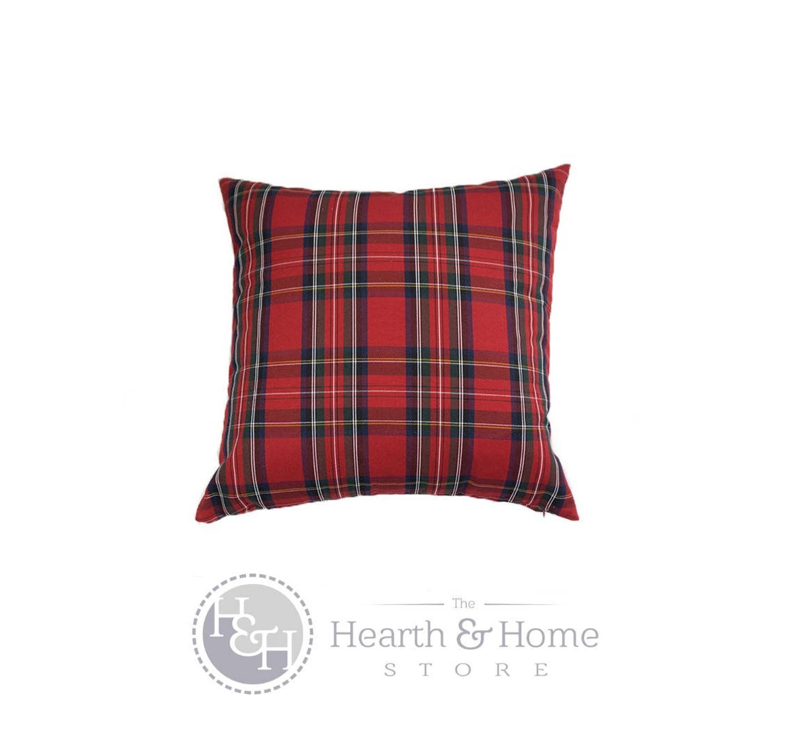 Holiday Red Plaid Decorative Throw Pillow Cover Christmas Etsy