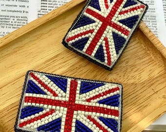 Broche de Union Jack con cuentas hecho a mano: Pin con la bandera británica