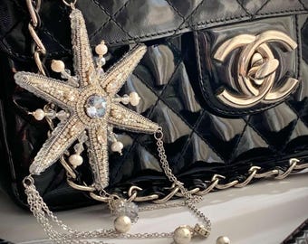 Dije de estrella de cristal para bolso hecho a mano: joyería celestial con cuentas para bolso