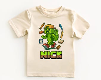 Personalized Gamer Kid Back to School Shirt: Pixel Art Tee