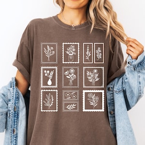 Camiseta con estampado floral Comfort Colors®: camiseta con estampado de bloques de flores de colores, estilo vintage, un regalo para amantes de la naturaleza.