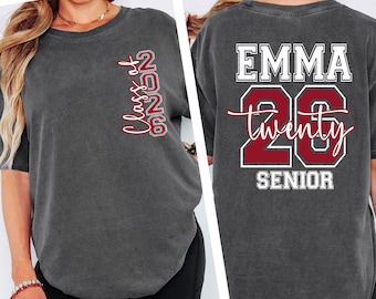 Senior 2026 Bow T-Shirt, Comfort Colors® Class of 2026 Shirt, Senior 2026 Shirt, Personalized Front Back Graduation Tee, Graduation Gift Tee