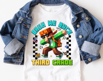 Bruh We Back Third Grade Gamer Shirt: Retro Pixel Back to School Tee