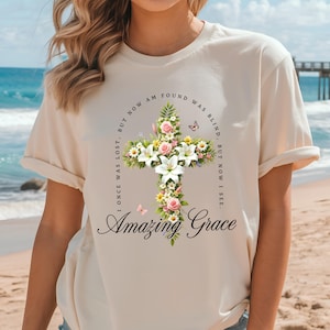 Amazing Grace Christian Shirt for Women, Christian Gift for Her Women, Religious Shirt Gift, Jesus Faith Religion Cross Church Shirt