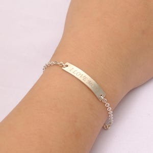 Sterling Silver Personalized Bracelet, Silver Bracelet For Woman, Custom Name Bracelet, Dainty Roman Numeral Bar Bracelet
