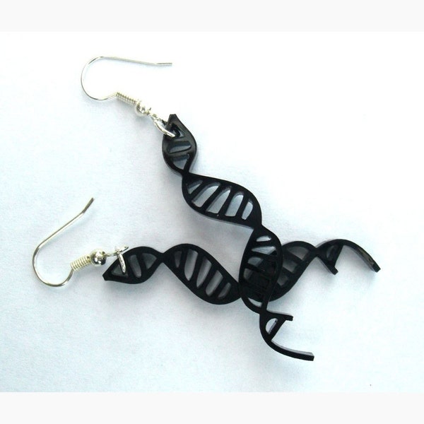 Helical Symmetry - double helix DNA earrings in black FREE SHIPPING WORLDWIDE
