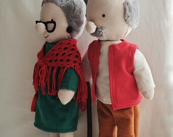 おばあちゃんとおじいちゃんの人形の縫製パターン：老夫婦の手作り人形