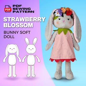 Bunny Doll Sewing Pattern: Fluffy Rabbit with Dress (PDF Pattern)